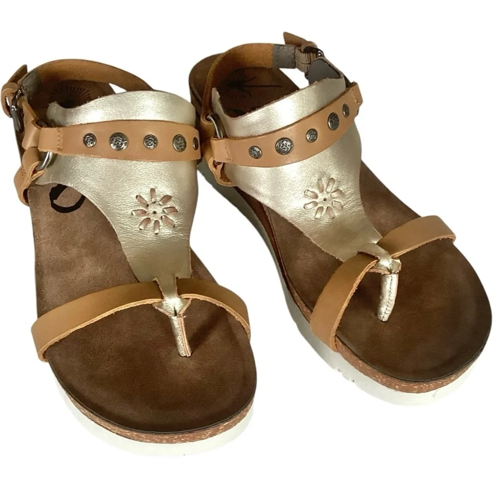 OTBT Maverick Wedge Platform Leather Sandals Stud Details Sz 9.5 From Sundance - Picture 9 of 16